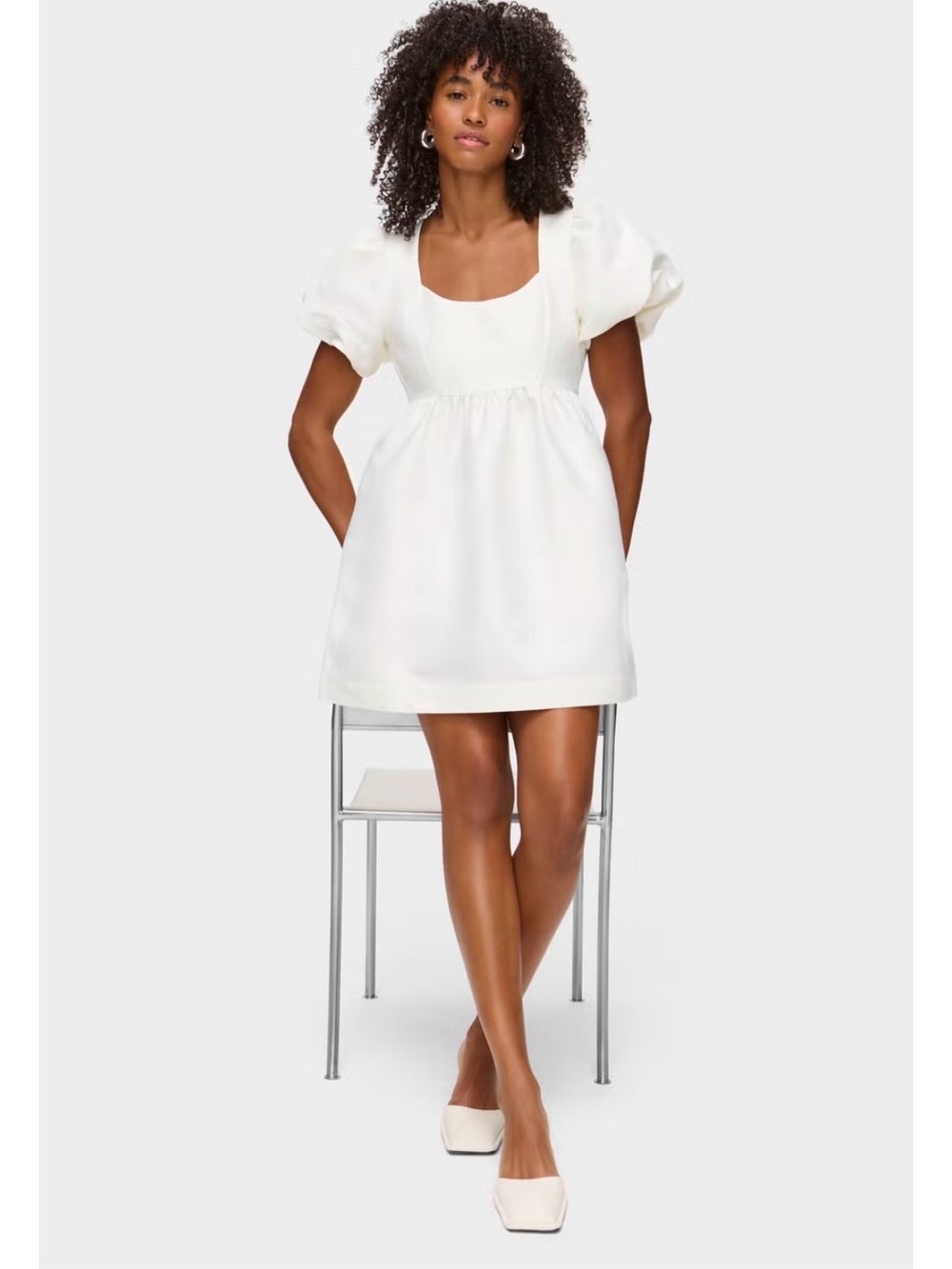 Aligne White Satin Mini Dress